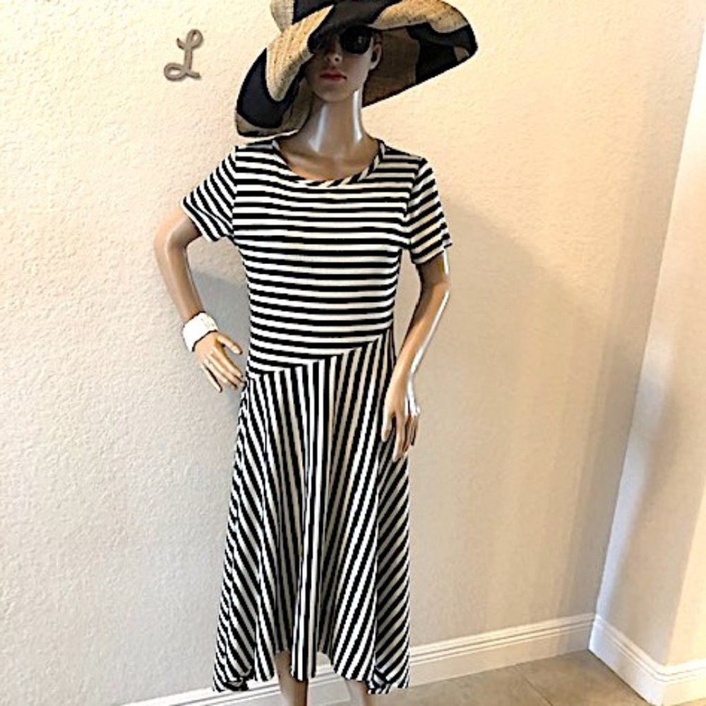 Soft Surroundings Black & White Striped Midi Dress